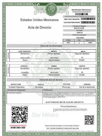 ⚡ Acta de Divorcio Oficial Mexico |  LUNES  A DOMINGO 7:30 A 11 PM